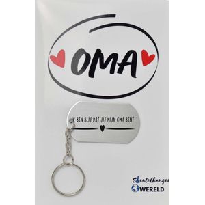 Ik ben blij dat jij mijn oma bent Sleutelhanger inclusief kaart - oma cadeau - oma - Leuk kado voor je oma om te geven - 2.9 x 5.4CM