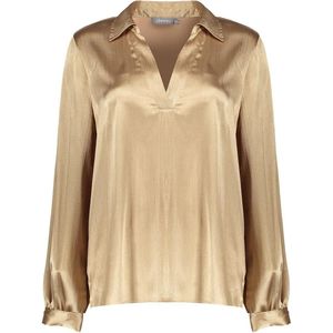 Geisha Blouse Satin Top Met V Hals 43540 14 Sand Dames Maat - XS