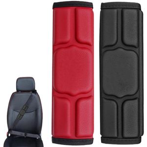 Gordelhoezen - 2 Stuks - PU Gordelkussen - Gordelbeschermer - Gordel Hoes - Schouderhoezen - Auto Gordelhoes - Schouderhoes - Auto Gordel Beschermer - Universele Autogordel Cover - Comfortabele - Voor gitaar, camera, bagage - Rood/Zwart - 22.5x7cm