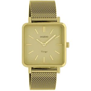 OOZOO Vintage series - Mosterd gele horloge met mosterd gele metalen mesh armband - C20010 - Ø29