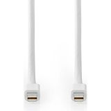 Nedis Mini DisplayPort-Kabel - DisplayPort 1.4 - Mini-DisplayPort Male - Mini-DisplayPort Male - 48 Gbps - Vernikkeld - 2.00 m - Rond - PVC - Wit - Blister