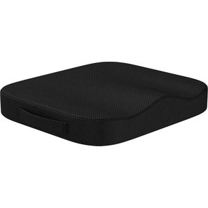 Zacht traagschuim zitkussen - antislip bodem - draagbaar - wasbare hoes - comfortabel stuitbeenkussen - zwart