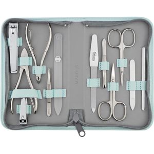 Manicure - Pedicureset - Compleet - Leer Etui - Vernikkeld Staal