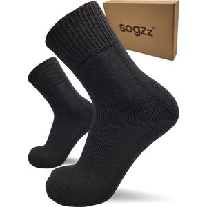 Wollen Thermo Sokken - Scheerwol - Warme Diabetes Sokken - Zwart - Set Van 2 Paar - Maat 35/38