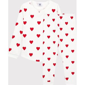 Petit Bateau Kinderpyjama van ribtricot met hartjesprint Meisjes Pyjamaset - Maat 104
