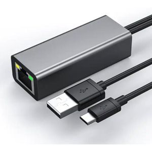 USB 2.0 Micro-B Ethernet Adapter - Voor Video Streaming Apparaten - 100Mbps Ethernet Snelheid
