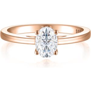 Eloise - 14k Roségouden Ovaal Solitair Moissanite Ring - 5.8 karaat