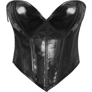 Leren korset voor dames - Kunstlederen corsage zonder bandjes, bustier en top met ritssluiting