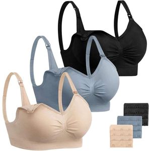 3 Pack Nursing BH voor Vrouwen - Draadloze Naadloze Moederschap BH met Verwijderbare Pads - Borstvoeding Bras voor Comfortabele Ondersteuning