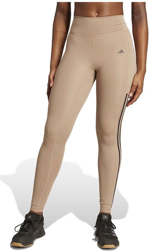 adidas - Optime 3 Stripes - Leggings - Zwart - Aansluitende Pasvorm - CLIMACOOL