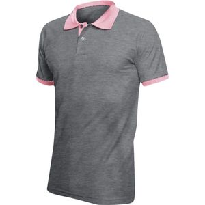 SOLS Prins Unisex Contrast Pique Korte Mouw Katoenen Poloshirt (Grijs gemêleerd/rchideeënroze)