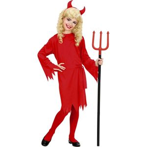 Widmann - Duivel Kostuum - Schattig Duivel Meisje Rood Kind Kostuum - Rood - Maat 140 - Halloween - Verkleedkleding