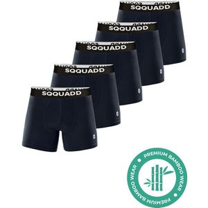 SQQUADD® Bamboe Ondergoed Heren - 5-pack Boxershorts - Maat S - Comfort en Kwaliteit - Voor Mannen - Bamboo - Navy - Donkerblauw