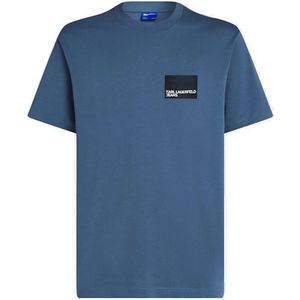 Karl Lagerfeld Jeans, Heren, Regular Korte Mouwen Box Logo Tee, Regular Fit, Blauw, XS