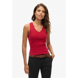 Superdry Vintage Lace Trim Mouwloos T-shirt Rood 2XS-XS Vrouw