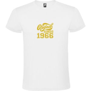 Wit T-Shirt met “Original Sinds 1966 “ Afbeelding Goud Size XXXL