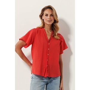 Tramontana - Blouse - Koraal - V-Hals - Korte Mouwen