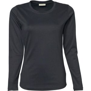 Tee Jays Dames/dames Interlock T-Shirt met lange mouwen (Donkergrijs)