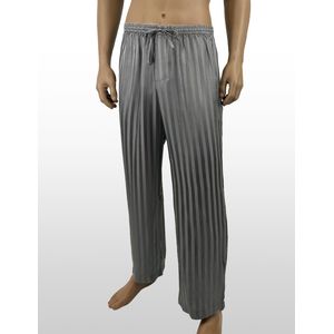 Zijden Loungebroek - 100% Zijde - Exclusief Jacquard Stripe Design -Kleur Steelgrey - Maat S