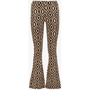 TwoDay dames flared broek met tribal print bruin zwart - Maat S