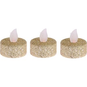 Ambiance Light Waxinelichtjes - LED - 6 stuks - goud goud glitter - Kerstversiering/kerstdecoratie
