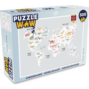 Puzzel Kinderkamer - Wereldkaart - Dinosaurussen - Legpuzzel - Puzzel 500 stukjes