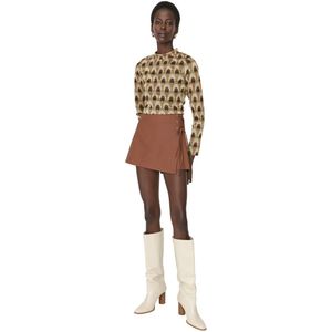 Trendyol Marineblauwe Geweven Shortrok Met Veters En Oogjesdetail Twoaw21Sr0038.