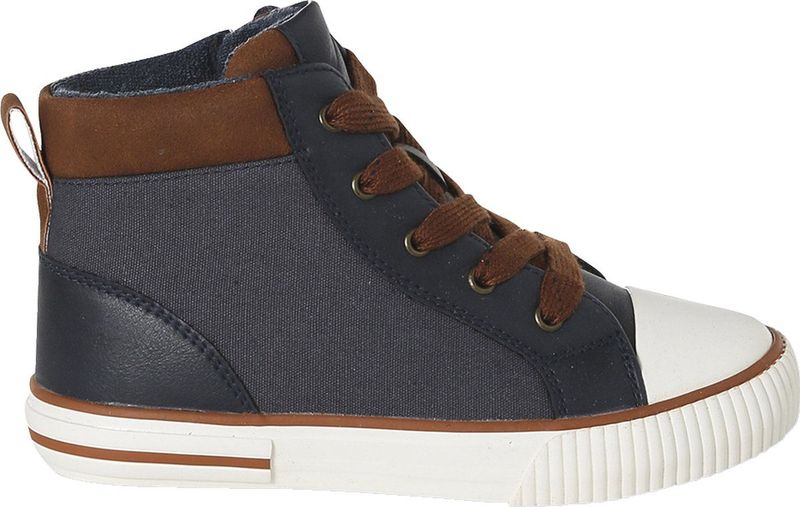 Hoge Sneakers - Marineblauw - Kinderschoenen - Met Veters en Rits