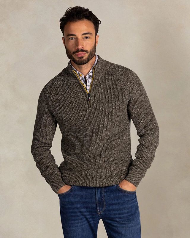 NZA - Groene - Katoenen Half Zip Trui