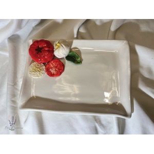 BellaCeramics 1001 | bord mozzarella | Italië klein servet bord | tomaat Italiaans keramiek servies | 23 x 16 cm h 2 cm