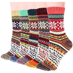 Huissokken - Wintersokken - 5 Paar - Thuissokken - Huissokken Dames en Heren - Verwarmde sokken - Fleece Sokken - Dikke Sokken - Slofsokken - Warme Sokken - Bedsokken - Gevoerde Sokken - Winter Sokken - Cadeautip - KerstAchthoekige bloemen, eenmaat