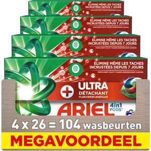 Ariel - 4in1 Wasmiddel Pods - 4 x 26 Wasbeurten - Ultra Vlekverwijderaar