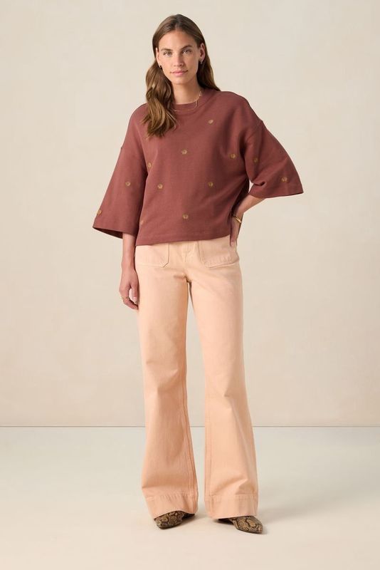 Sissy-Boy - Donkerbruine sweater met schelpen