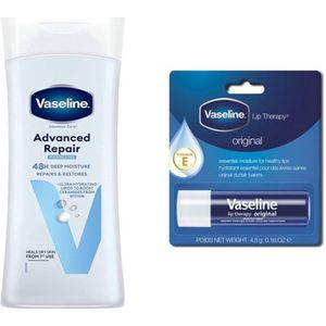 Vaseline Bodylotion Advanced Repair 400 ml & Vaseline Stick Original 4.8 ml