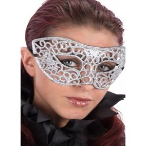 Carnival Toys Verkleedmasker Glitter Dames Zilver One-size