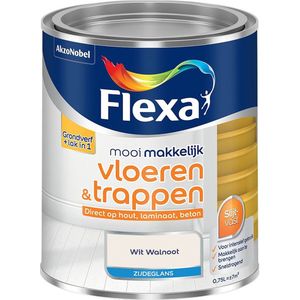Flexa - Mooi Makkelijk Vloeren & Trappen Zijdeglans - Muurverf - Wit Walnoot - Mengverf - 0.75 Liter