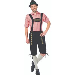 Partychimp Voordelige Lange Lederhose Man Johann Oktoberfest Heren Lederhosen Man Carnavalskleding Heren - Maat 2XL - Zwart - Polyester