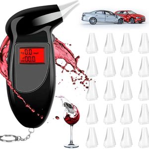 Alcoholtester Professionele Promilletester - LCD-display - 20 Mondstukken - Geschikt voor Privé en Professioneel Gebruik. ZoneYan Alcoholtesters.