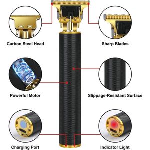 QPFO® Draadloze tondeuse heren - waterdichte baardtrimmer met T-blad - elektrische tondeuse met opzetkammen voor haar en baard