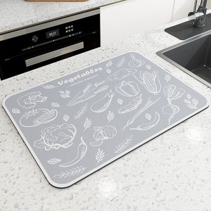 Microvezel schoteldroogmat Afvoermat Aanrecht Absorberende schoteldroogmat met antislip rubberen achterkant voor aanrecht Koffiezetapparaat Afdruiprek