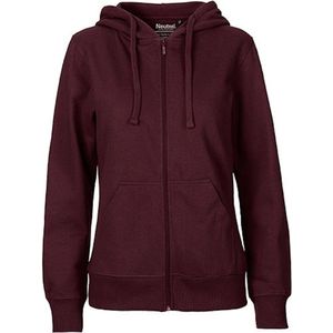 Fairtrade Ladies Zip Hoodie met capuchon Bordeaux - S