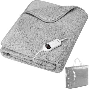 Elektrische deken - Bovendeken - Warmtedeken - Knuffeldeken - Grijs - Groot - 180 x 130cm - Wasbaar - Relatiegeschenk - Kerstgeschenk