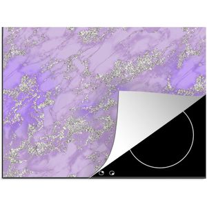 KitchenYeah® Inductie beschermer 58.3x51.3 cm - Marmer print - Paars - Luxe - Patroon - Kookplaataccessoires - Afdekplaat voor kookplaat - Inductiebeschermer - Inductiemat - Inductieplaat mat