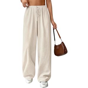 Livano Linnen Broek Dames - Zomerbroek - Volwassenen - Lange Broek - Pantalon - Strandbroek - Zomer - Ibiza Stijl - Beige - Maat XS