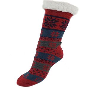 Huissokken- home socks- fluffy winter sokken- gevoerde sokken- anti slip sokken- warme sokken kleur rood petrol maat 38 39 40 41