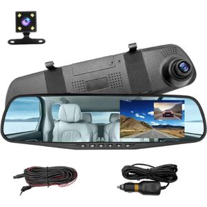 Spiegel Dashcam Met Voor En Achter Camera - 1080P Full HD - IPS Touchscreen - G-Sensor - Parkeermodus 24 Uur - Nachtzicht - Split Screen - Loop Recording
