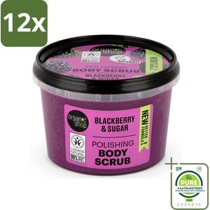 Organic Shop - Body Scrub Blackberry - Verfrissend en Hydraterend - 250 ml - Voordeelverpakking - 12 stuks - Lichaams Scrub - Scrub