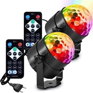 2 stuks 360° roterende discobol partylicht muziekgestuurde discobal voor kinderen met afstandsbediening - KTV Halloween Kerstmis kinderfeestdecoratie