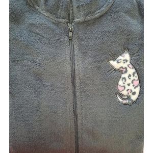 Cocodream meisjes onesie fleece - maat 152 - Cat uni - grijs