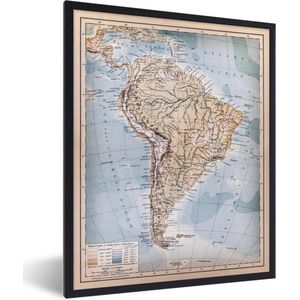 Fotolijst incl. Poster - Klassieke wereldkaart Zuid-Amerika - 30x40 cm - Posterlijst